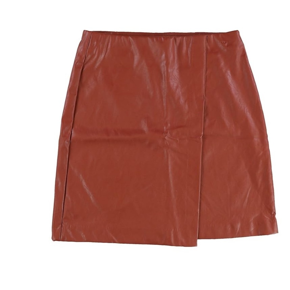 Bar III Rust pleather faux leather brown Mini Skirt